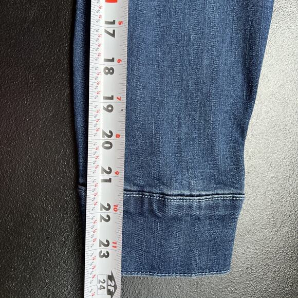 True Religion Shirt Womens Large Georgia Denim Glitter Cosy Fireside Wash NEW - Picture 10 of 12